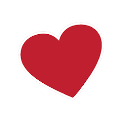 Red heart icon with a white outline on a black background.