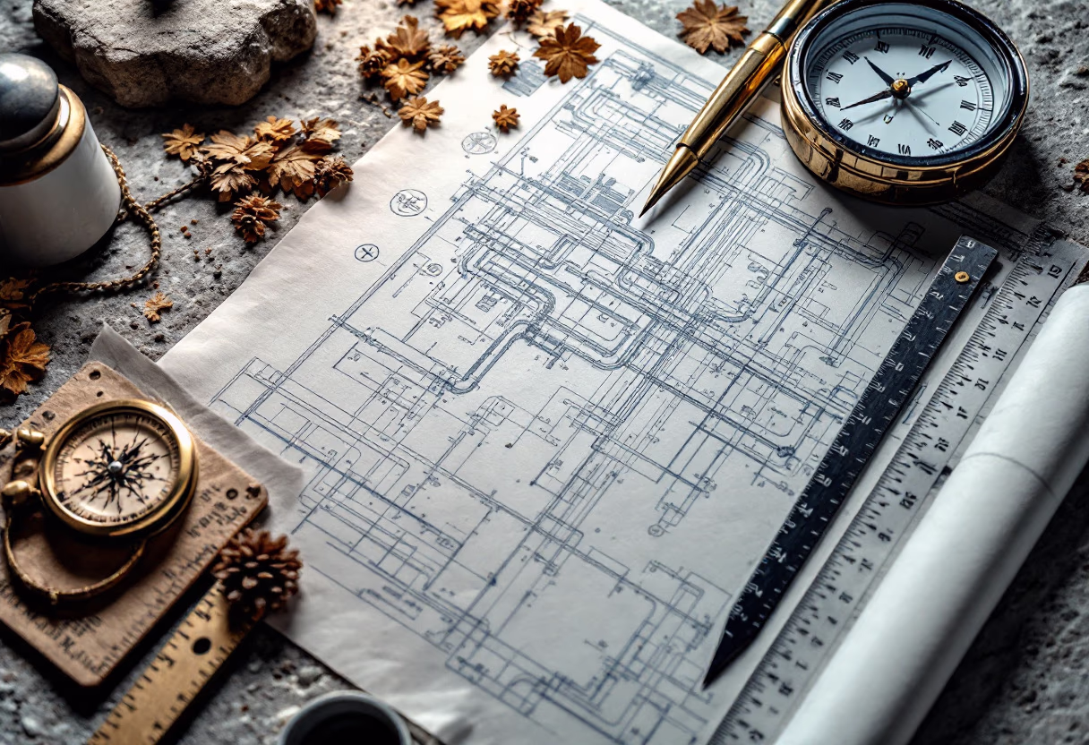 [background image] image of plumbing blueprints for a plumbing service