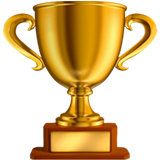 Shiny gold trophy cup with handles and a blank engraved plaque on the base.