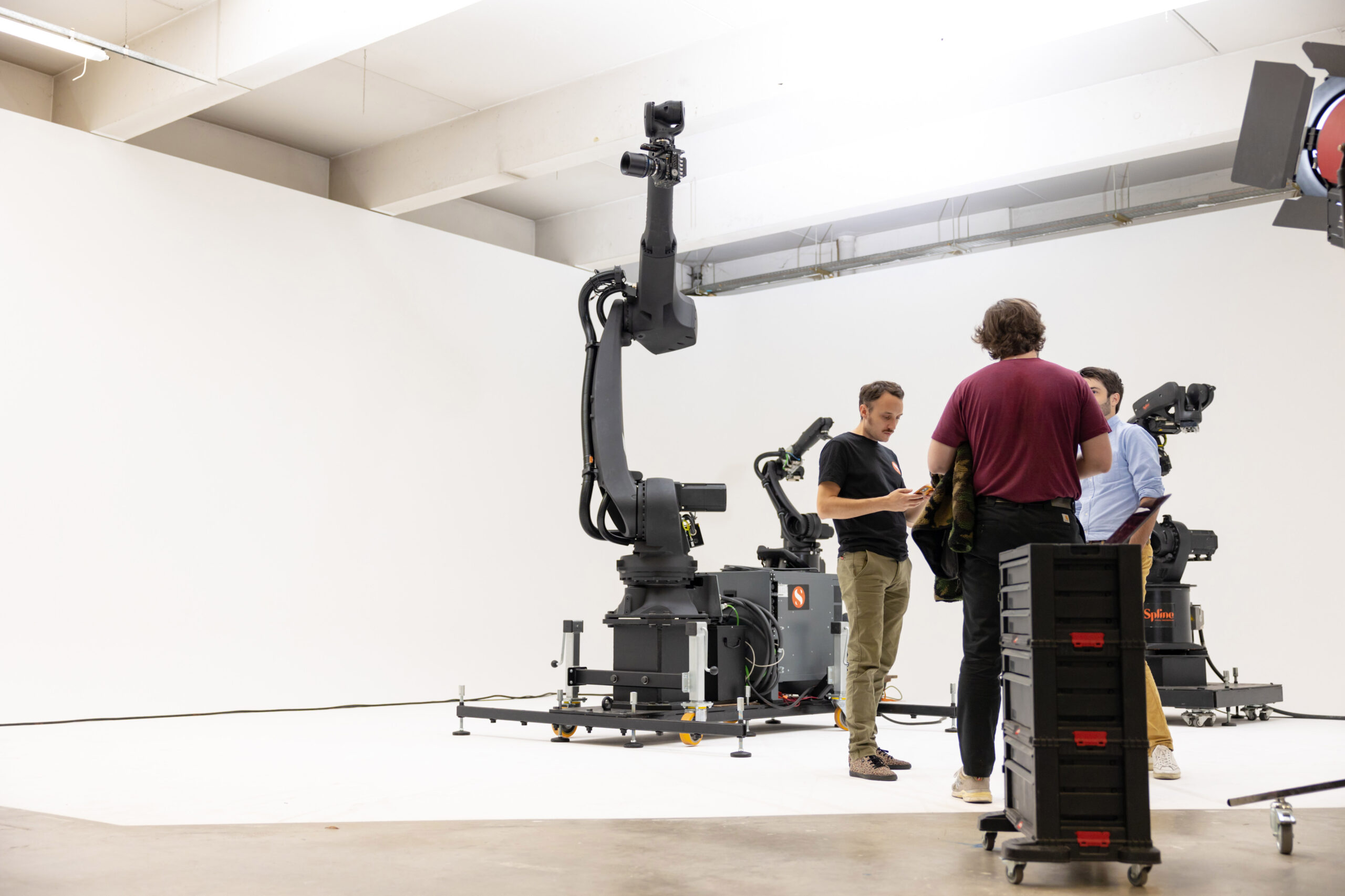 Spline Motion control robots operators in filming studio