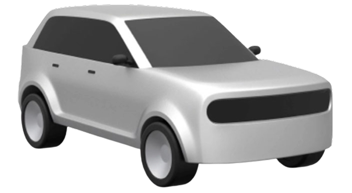 Silver compact SUV with tinted windows and black grille in a front-side view.