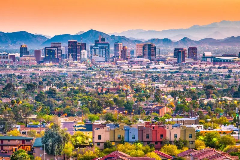 Phoenix, Arizona skyline at sunset
