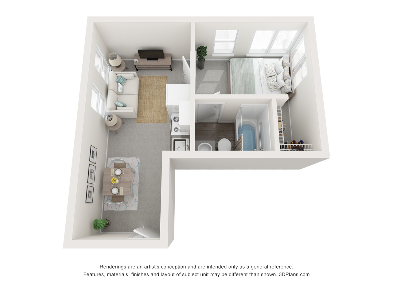1x1 floor plan