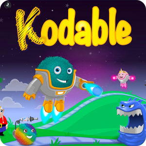Kodable coding game app logo with cartoon characters