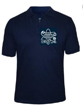 Navy blue polo shirt with Longwood Academy of Discovery logo