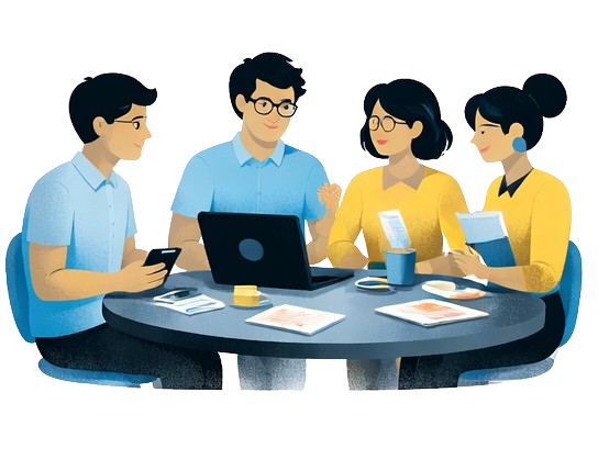 Family meeting with teacher illustration