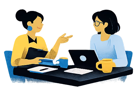 Parents and teachers meeting at table illustration