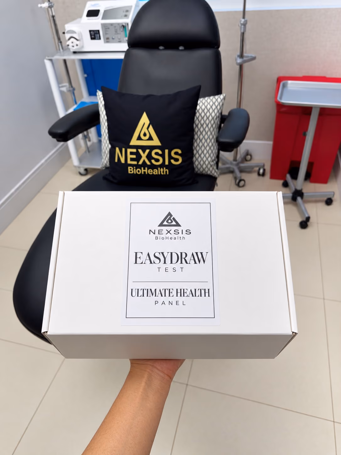 Nexsis BioHealth EasyDraw Ultimate Health Panel collection kit at the Brickell, Miami clinic