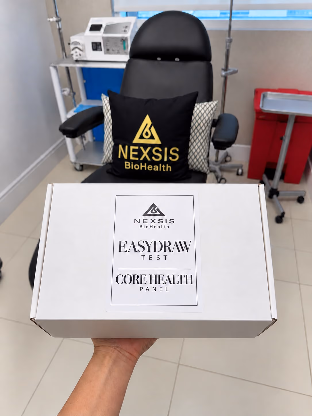 Nexsis BioHealth EasyDraw Core Health Panel collection kit at the Brickell, Miami clinic