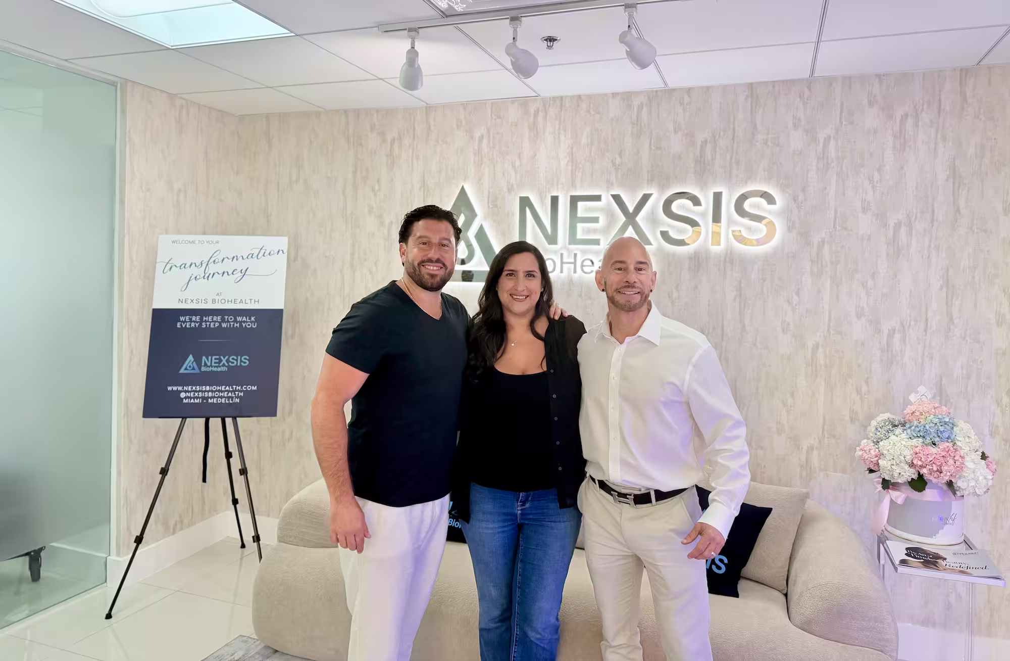 Nexsis BioHealth clinicians with a patient at the Brickell, Miami clinic