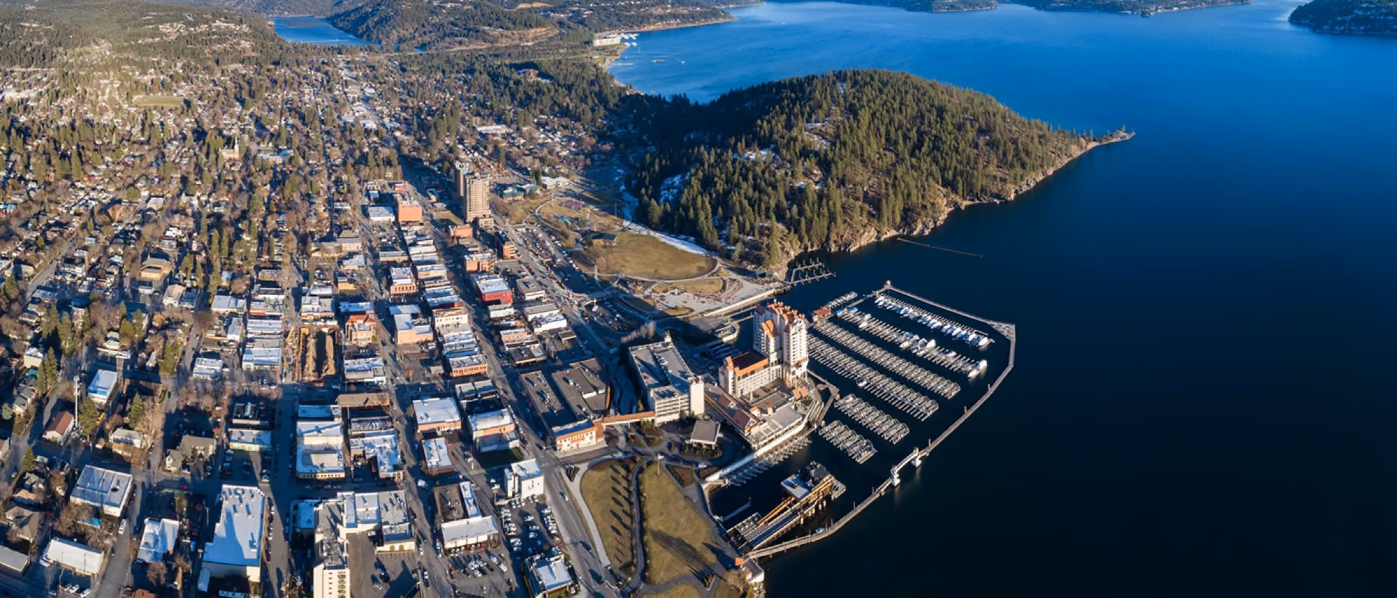 Coeur d'Alene from above at golden hour