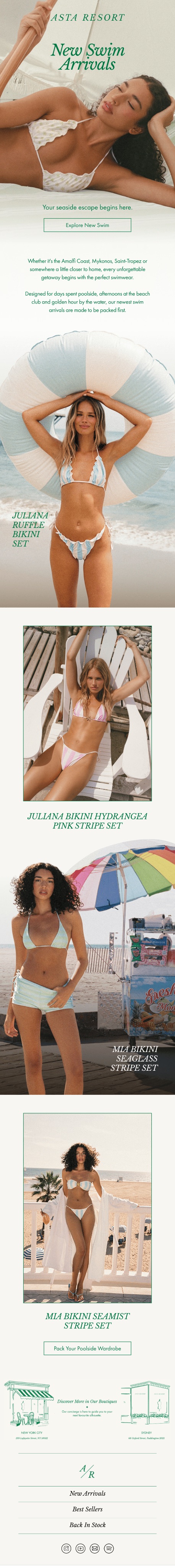 Asta Resort — New Swim Arrivals campaign email