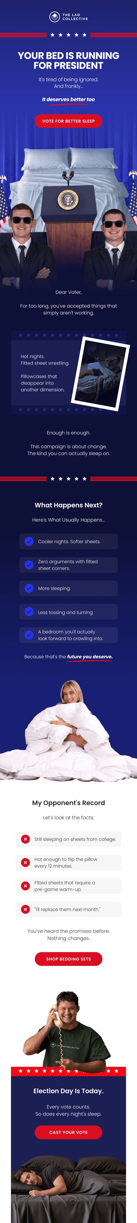 The Lad Collective — Vote for Better Sleep campaign email