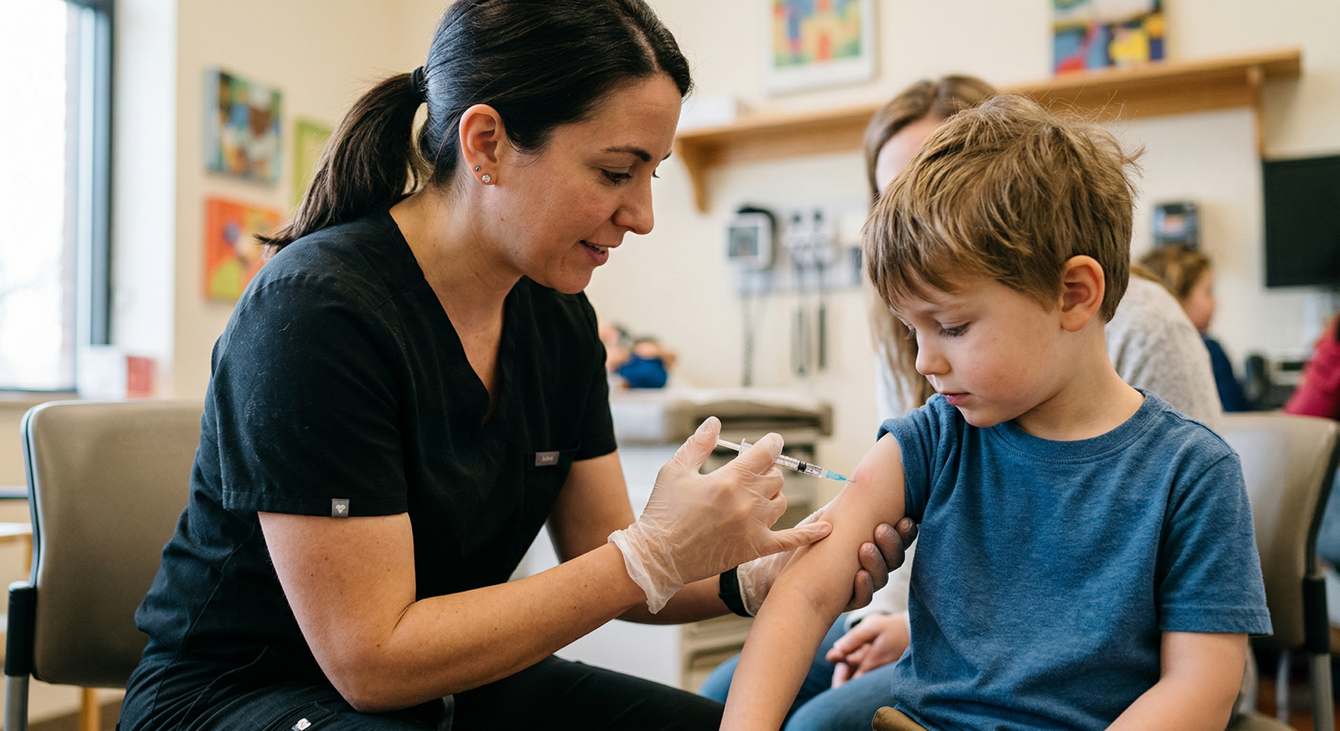Allergist administering an immunotherapy allergy shot
