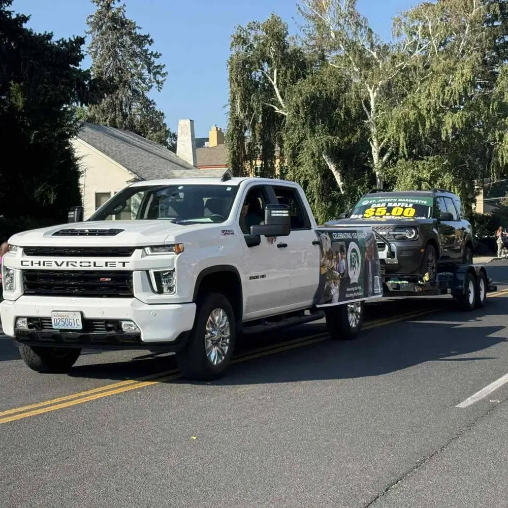 A raffle car displayed at St. Joseph Marquette Catholic School in Yakima