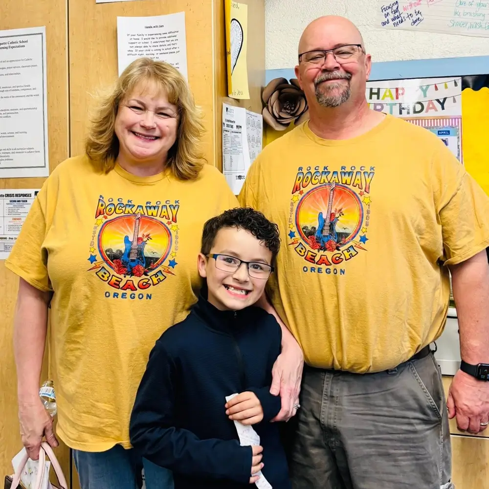 A family at St. Joseph Marquette Catholic School in Yakima