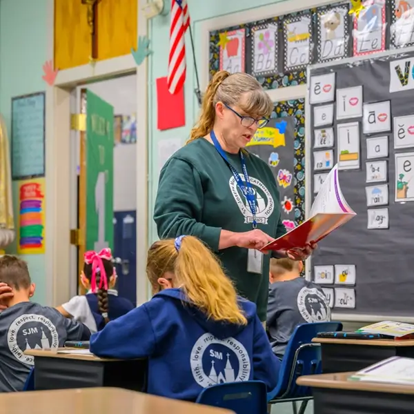 A student reading at St. Joseph Marquette Catholic School in Yakima