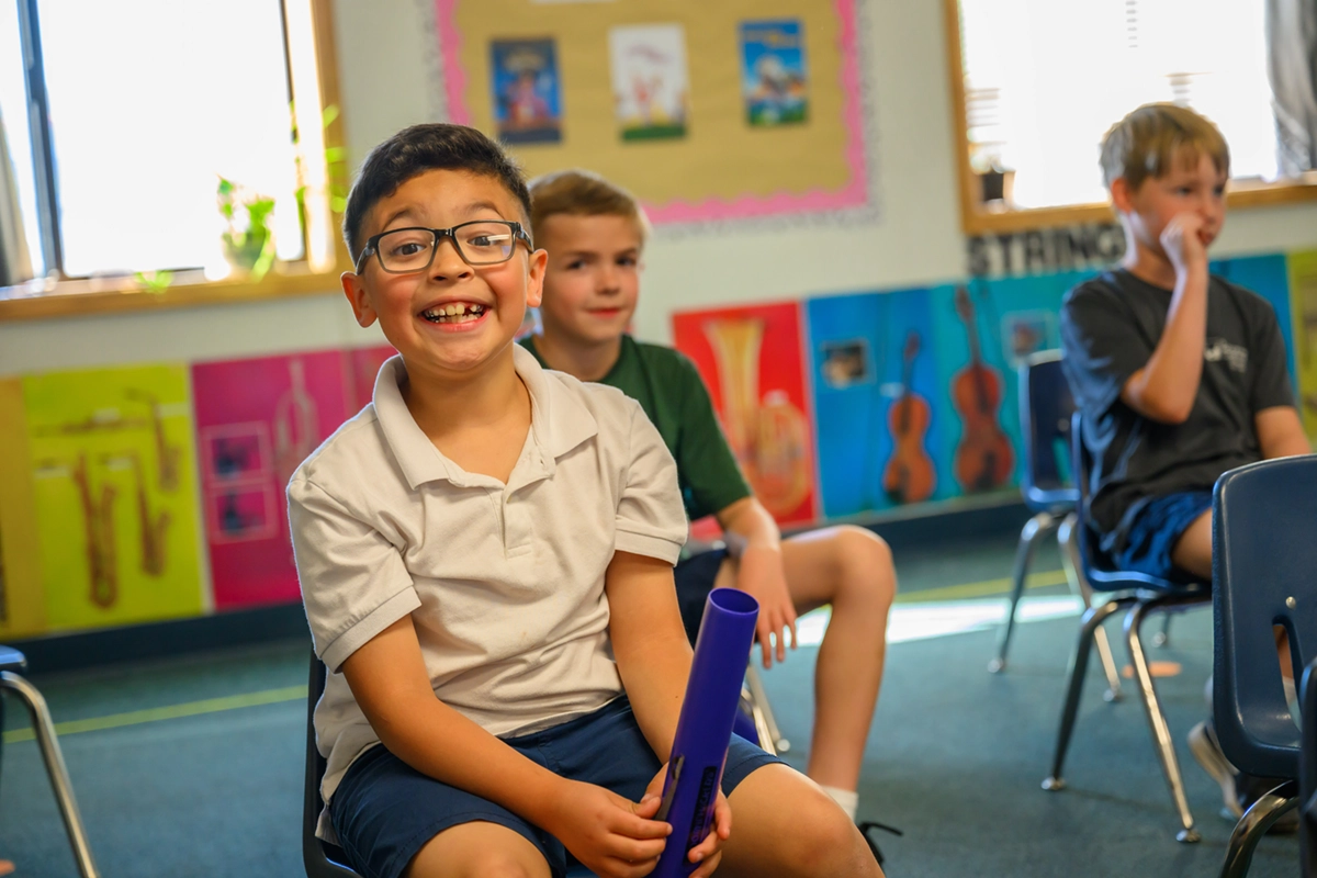 A smiling young student at St. Joseph Marquette Catholic School in Yakima