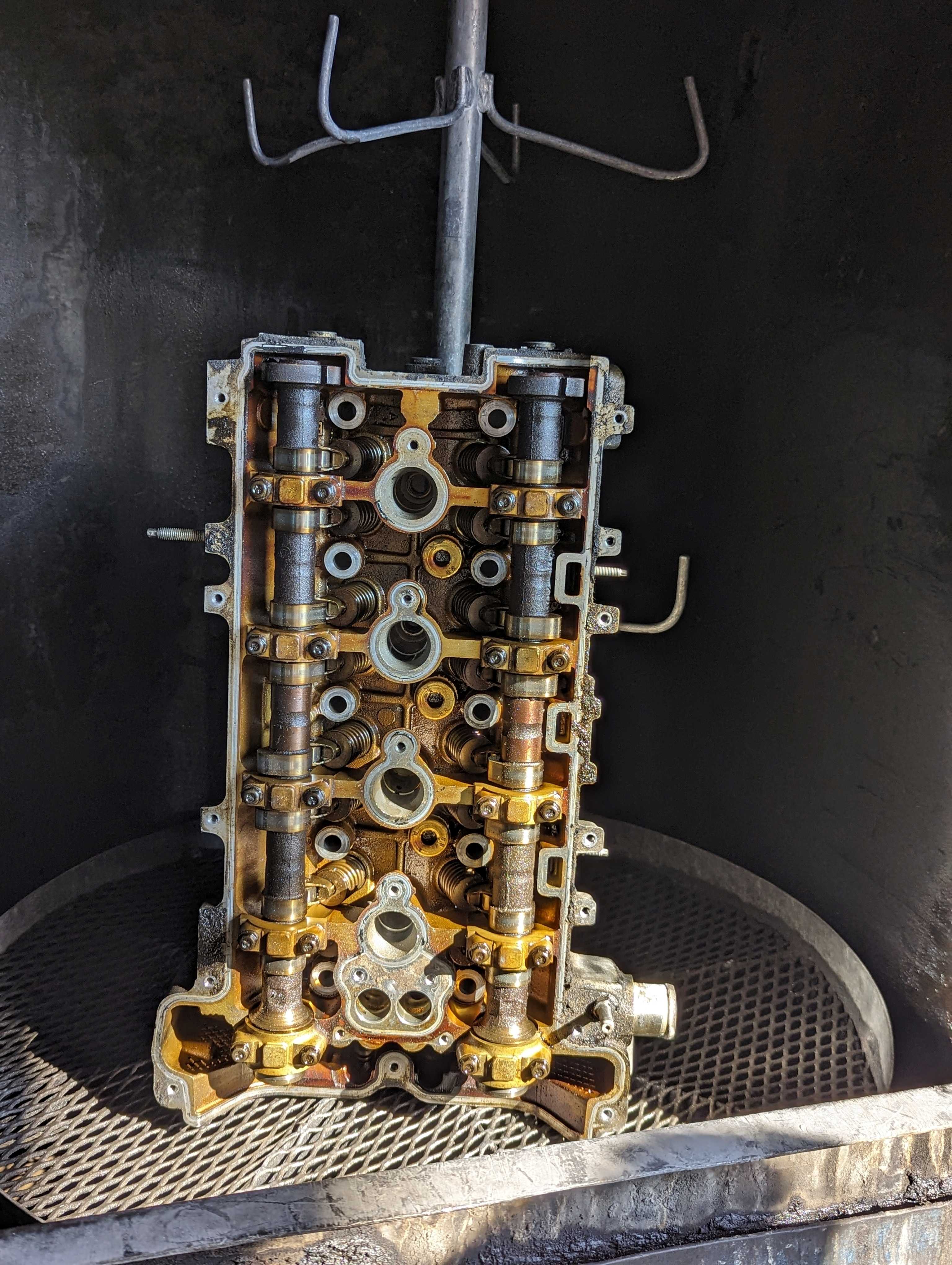 Hot tank cleaning of engine blocks at Diego's Machine Shop Riverside CA