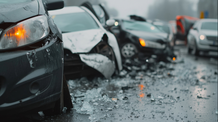 Multi-vehicle pileup on a California freeway