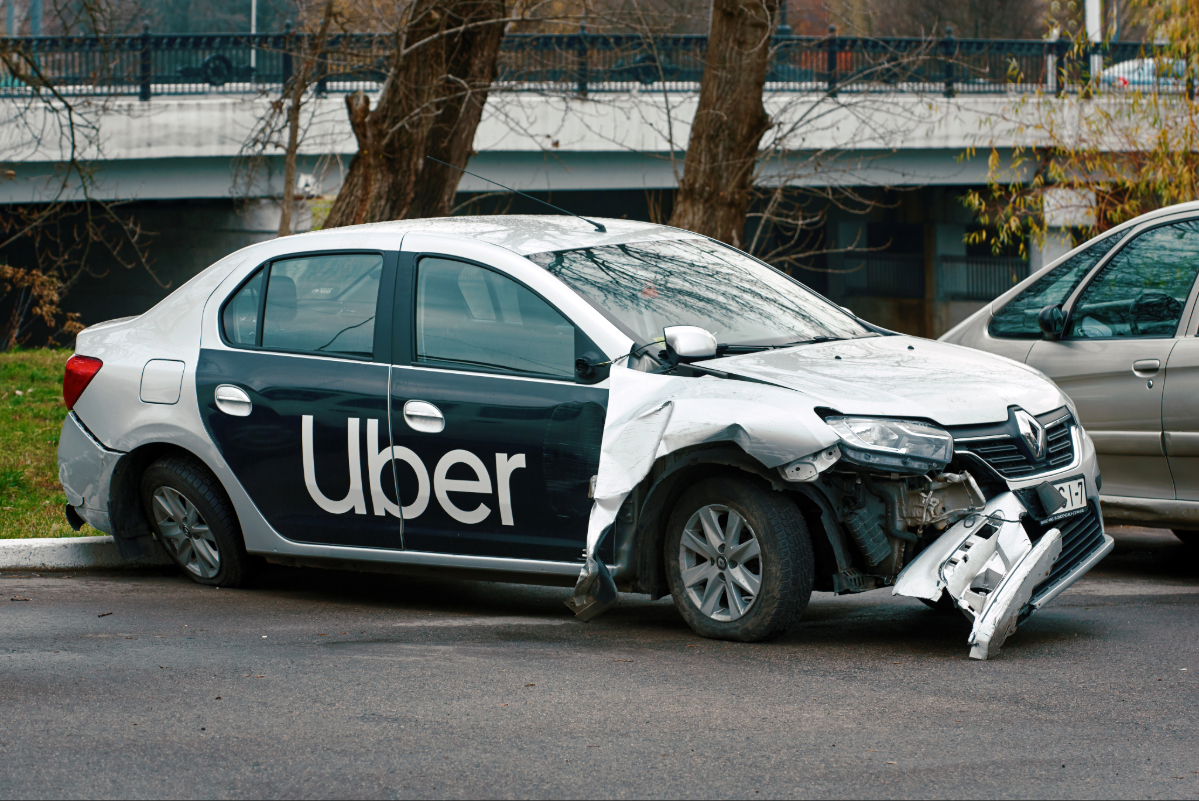 Rideshare passenger in the back seat of an Uber