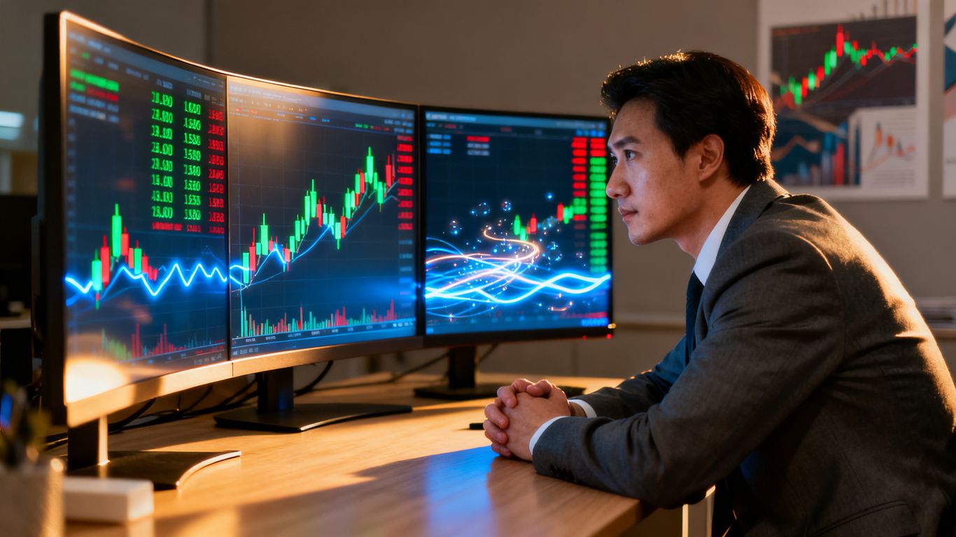Analytics professional studying financial charts