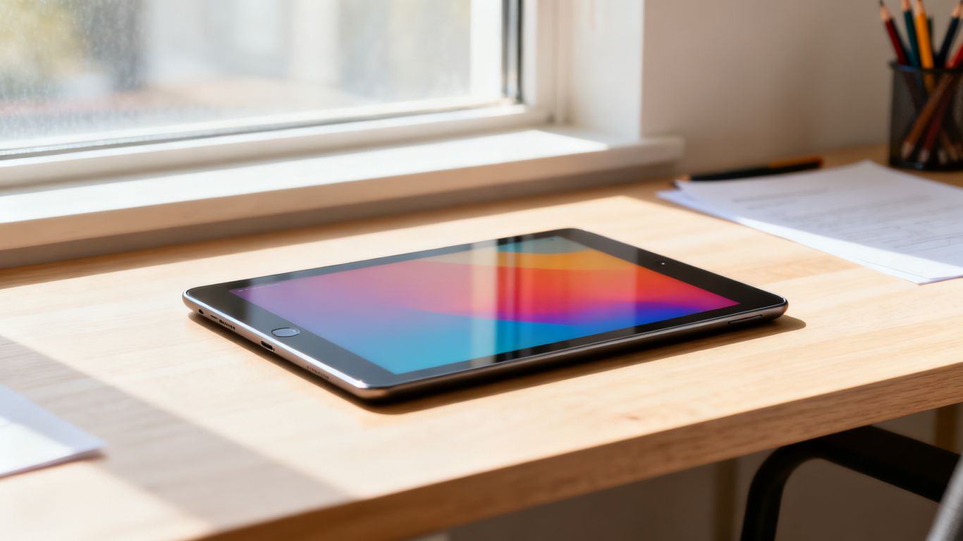 A clean minimalist design workspace with digital tools
