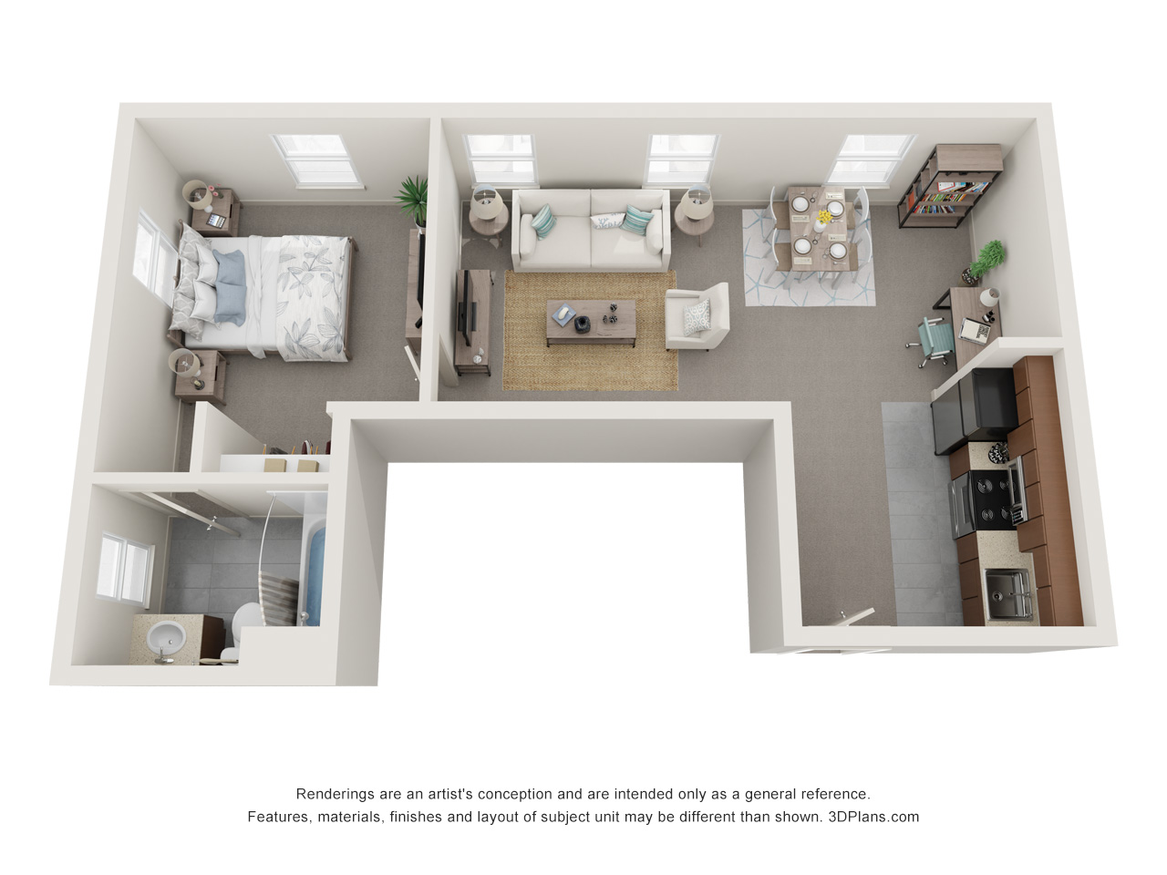 1x1 floor plan