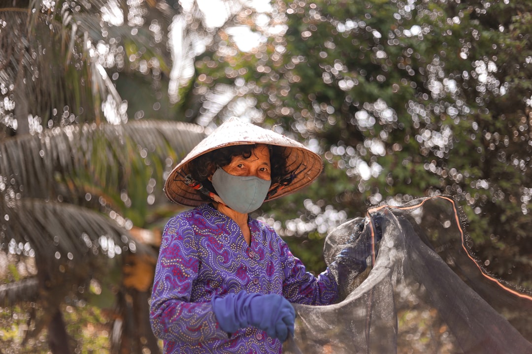 farmer in protective mask