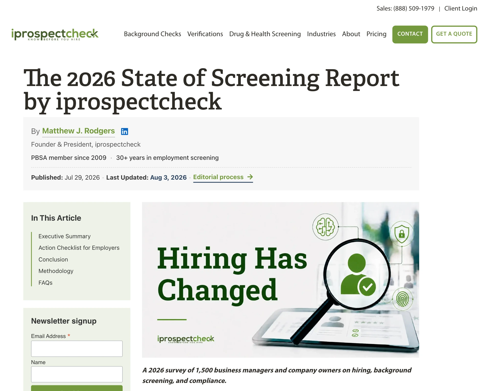 The 2026 State of Screening Report by iprospectcheck: a survey of 1,500 business managers and company owners on hiring, background screening, and compliance.