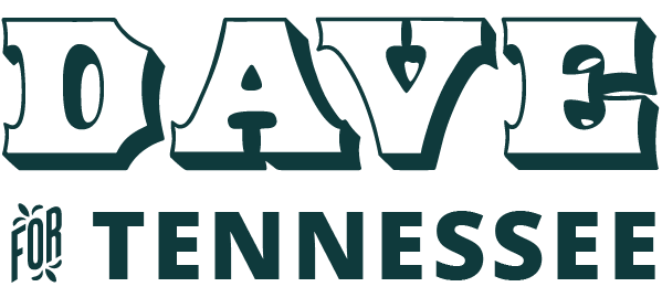 Blue and white transparent image of Dave for Tennessee, Independent Candidate for Governor