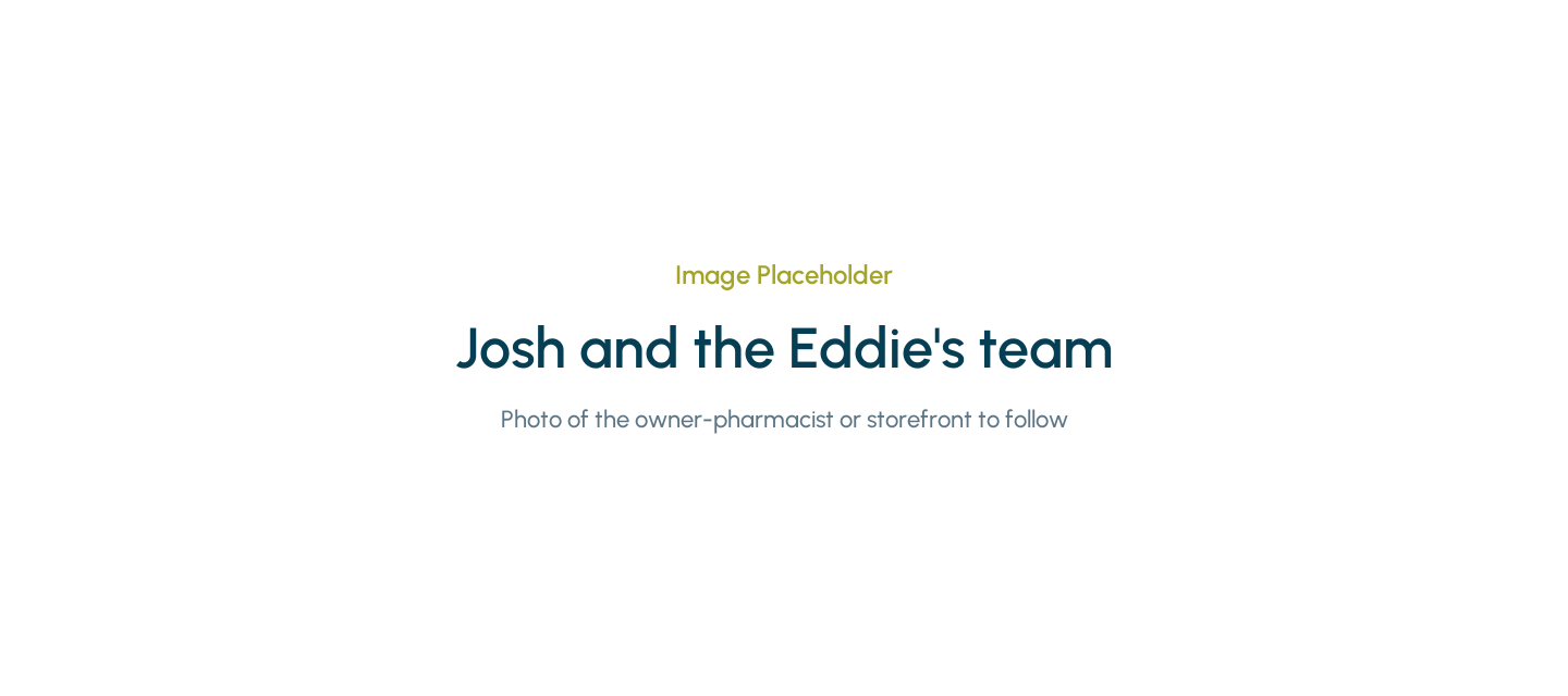 Placeholder for a photo of the owner-pharmacist and the Eddie's Pharmacy team