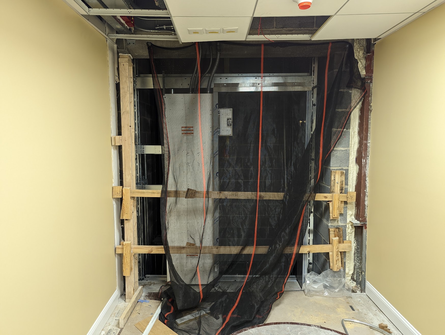 Timonium elevator hoistway construction progress