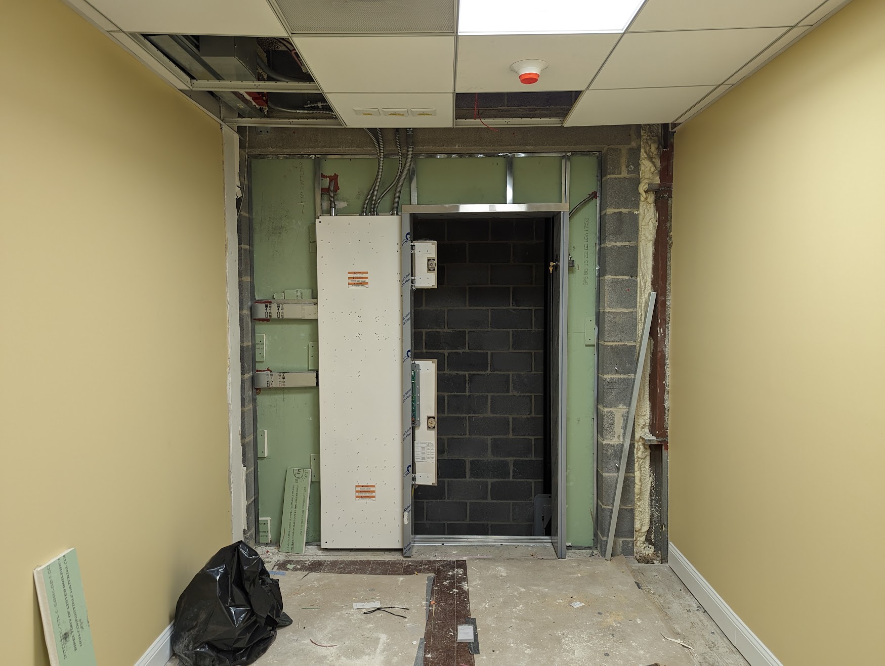 Timonium elevator hoistway construction