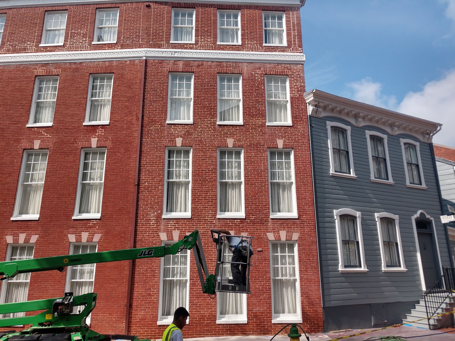 Historic exterior painting and brick masonry restoration, Annapolis