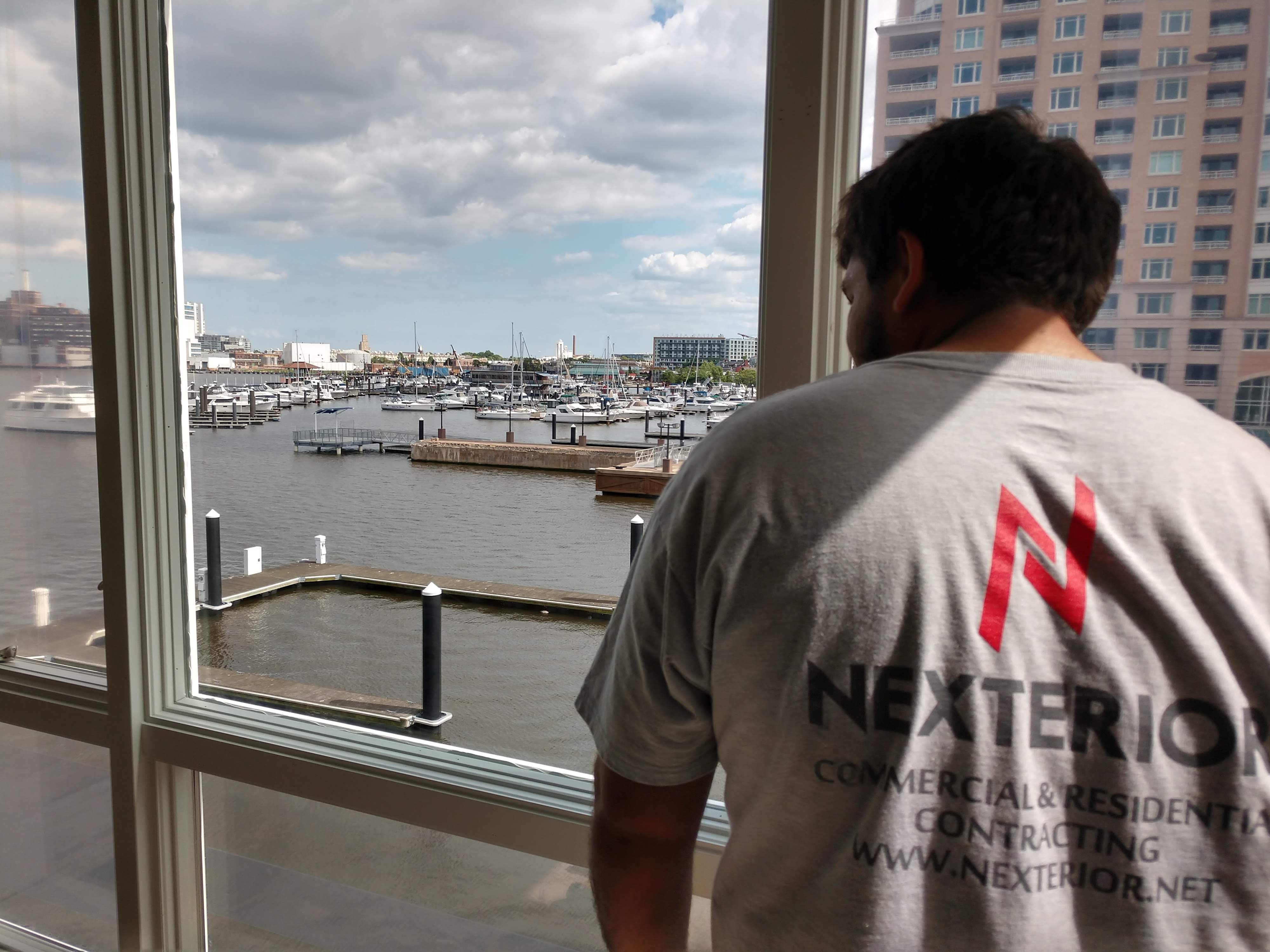 Nexterior contractor repairing a staircase