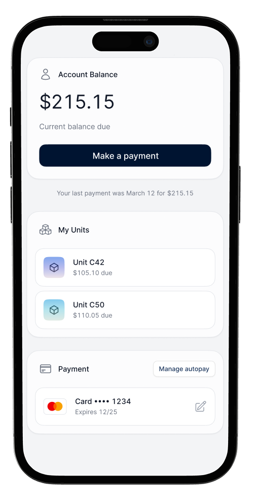 Account balance with make-a-payment and per-unit autopay