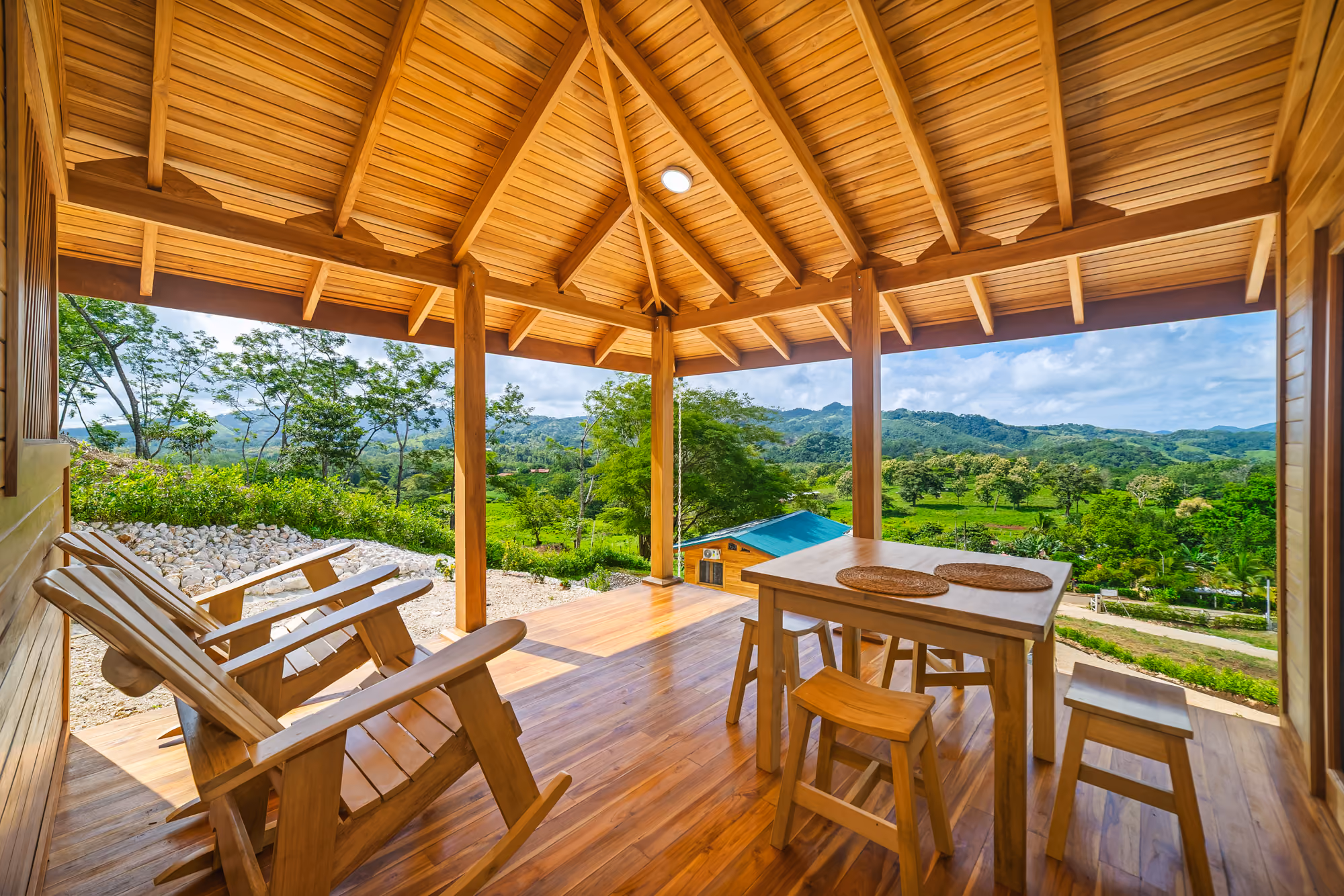 Bright open-concept living room in a custom home in Costa Rica