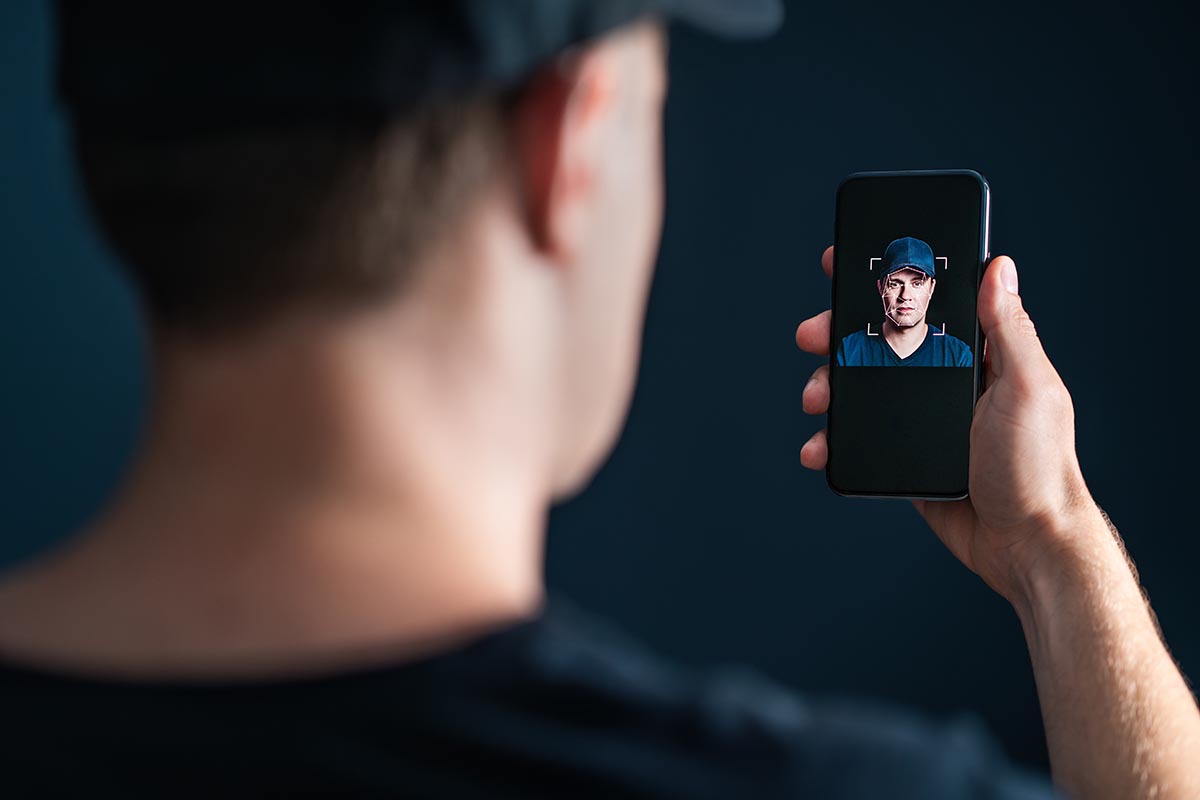 Deepfake and facial recognition technology concept