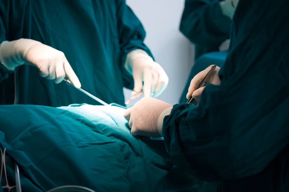 Surgical team operating in the sterile field