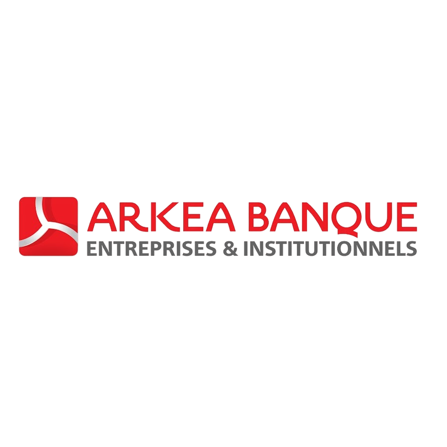 Logo rouge et blanc d'Arkea Banque pour entreprises et institutionnels.