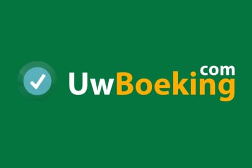 Logo van UwBoeking.com met een groen vinkje op een groene achtergrond.