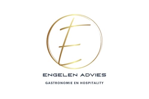 Logo van Engelen Advies met een gouden letter E in een cirkel voor gastronomie en hospitality