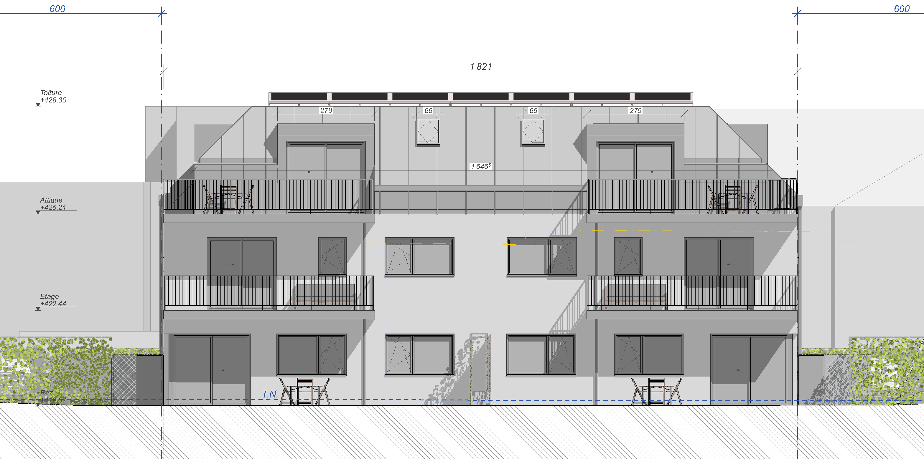 Logement collectif, Nyon, façade, balcon, Nyon, Alp'Achitecture