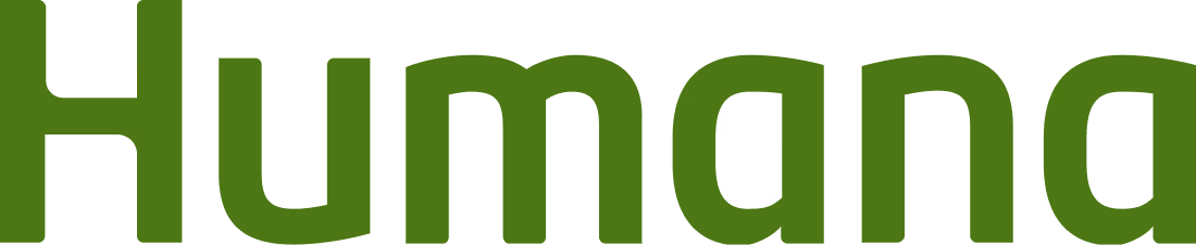 Green text reading Humana on a black background.
