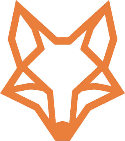 Oranssi, geometrinen ketunpääkuvio symboloi tekoälyä.