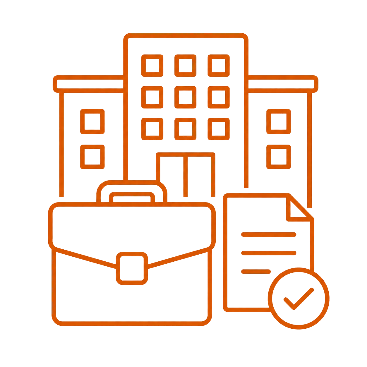 Office buildings and briefcase icon representing professional businesses