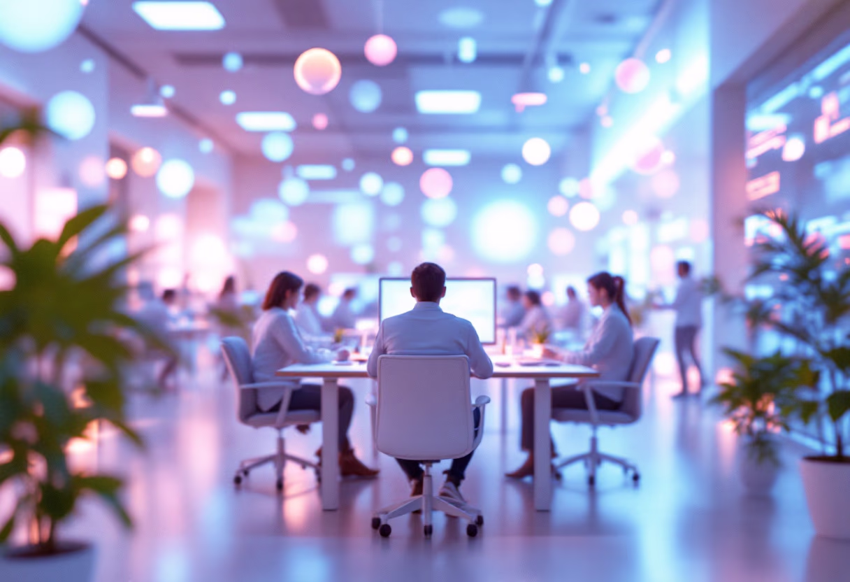 [background image] image of a busy tech company's office space