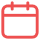 Rotes Kalendersymbol mit zwei Schlaufen oben.