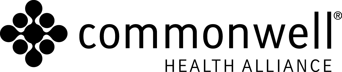 CommonWell Health Alliance blue circle logo with interlocking shapes overlapping each other.
